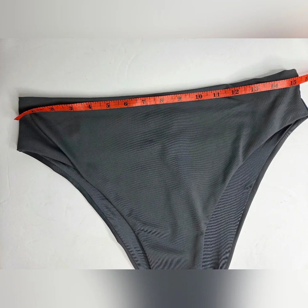 Skims Recycled Swim Mid Waist Bikini Bottoms Size XL NwT Gunmetal Gray